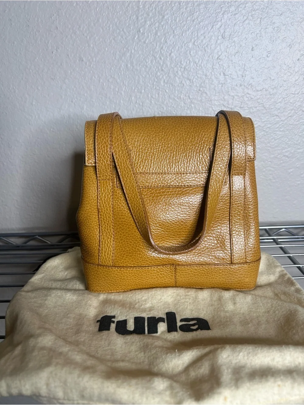 Furla Classic Pebbled Leather Shoulder Bag in Cognac - Picture 4 of 9